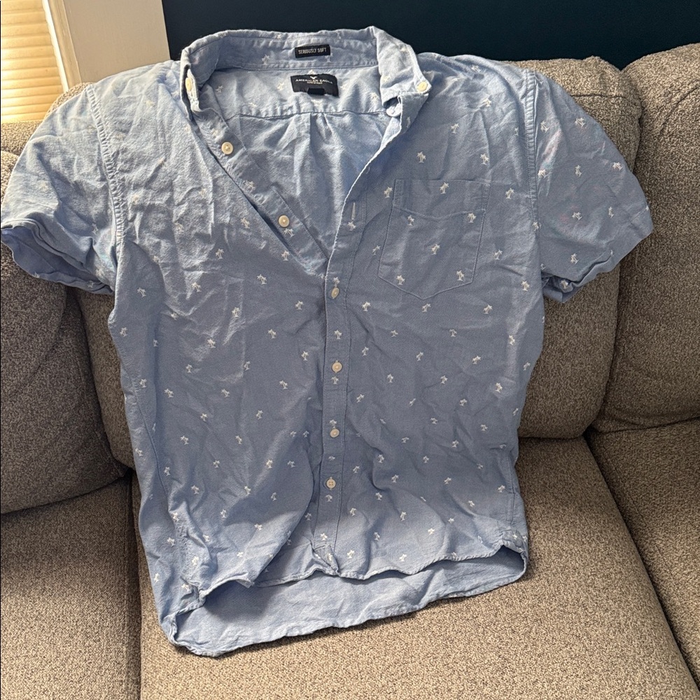 American Eagle Outfitters Light Blue Casual Shirt
